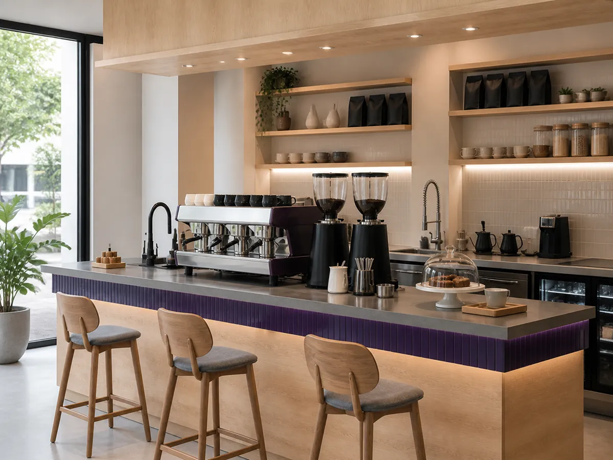 A café with relaxed seating and an order counter.