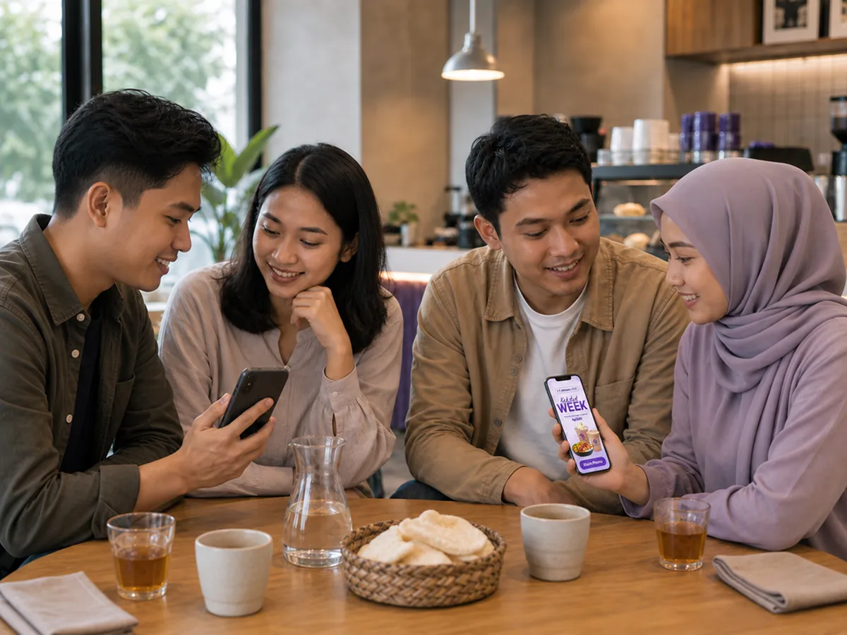Illustration of a customer using the membership app.