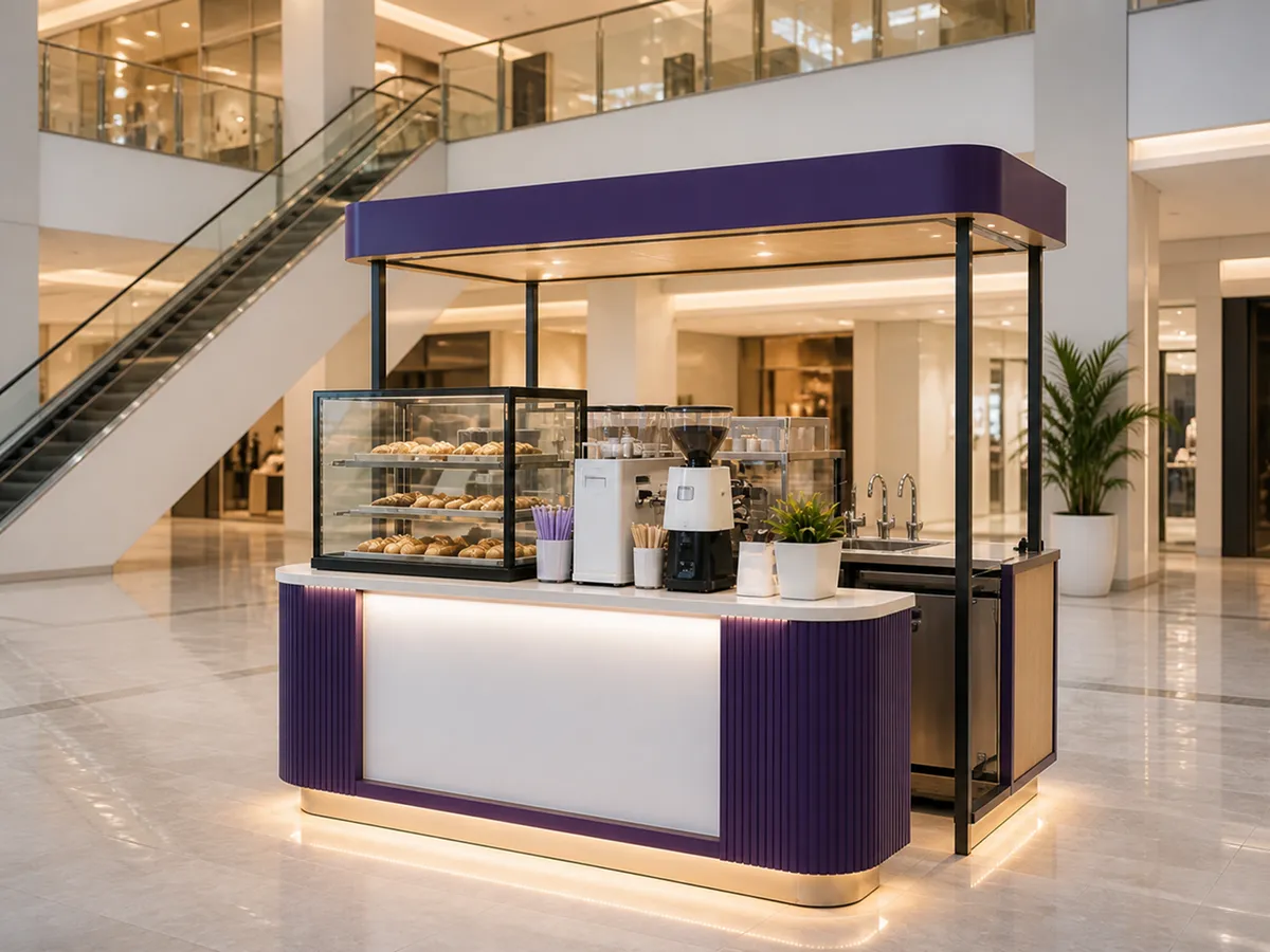 A food booth inside a shopping mall.
