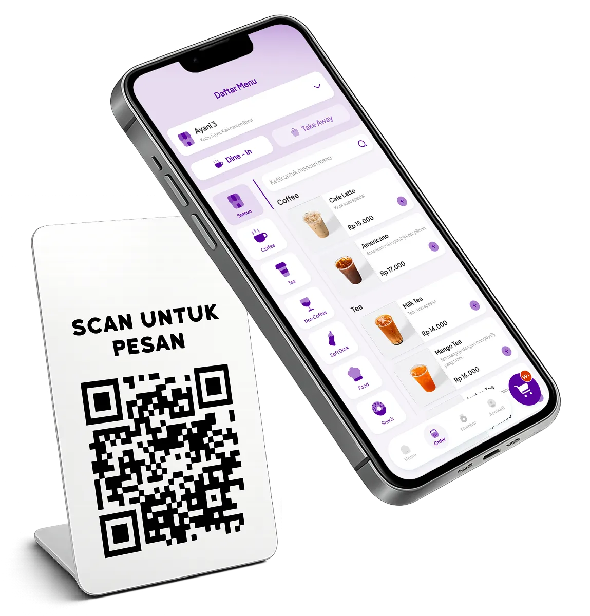 QR Table Ordering SiberPOS untuk pemesanan di meja.